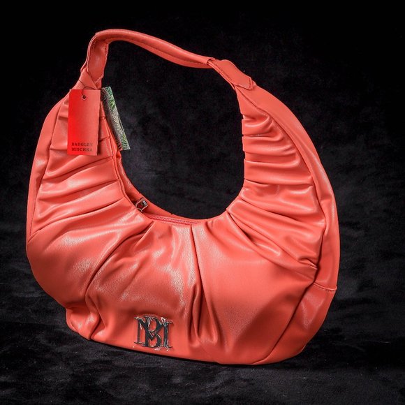 NWT Badgley Mischka | Coral Pleated Hobo - Picture 1 of 5